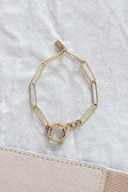Bracelet grosse maille fine dorée avec anneau