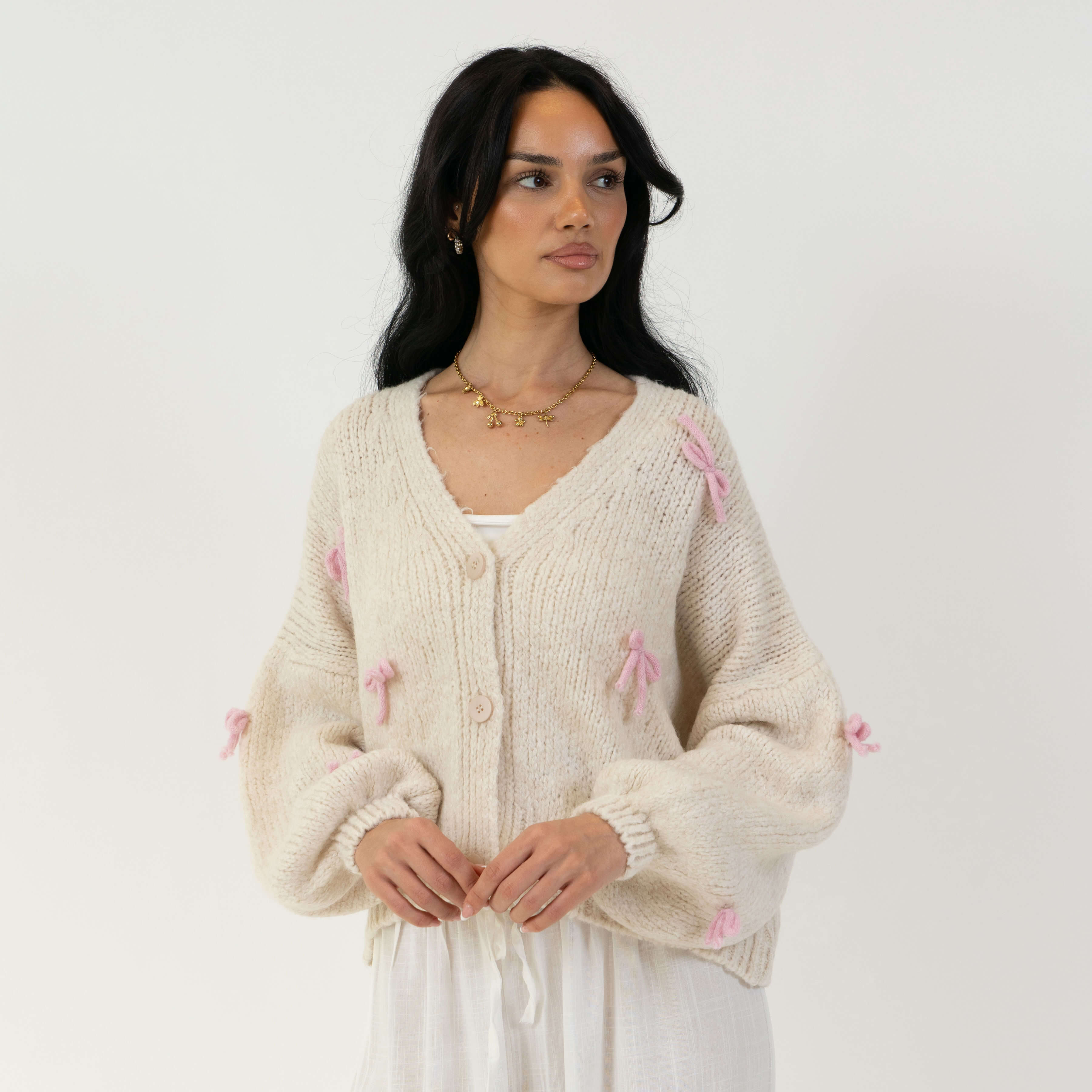 Cardigan oversize à petits nœuds