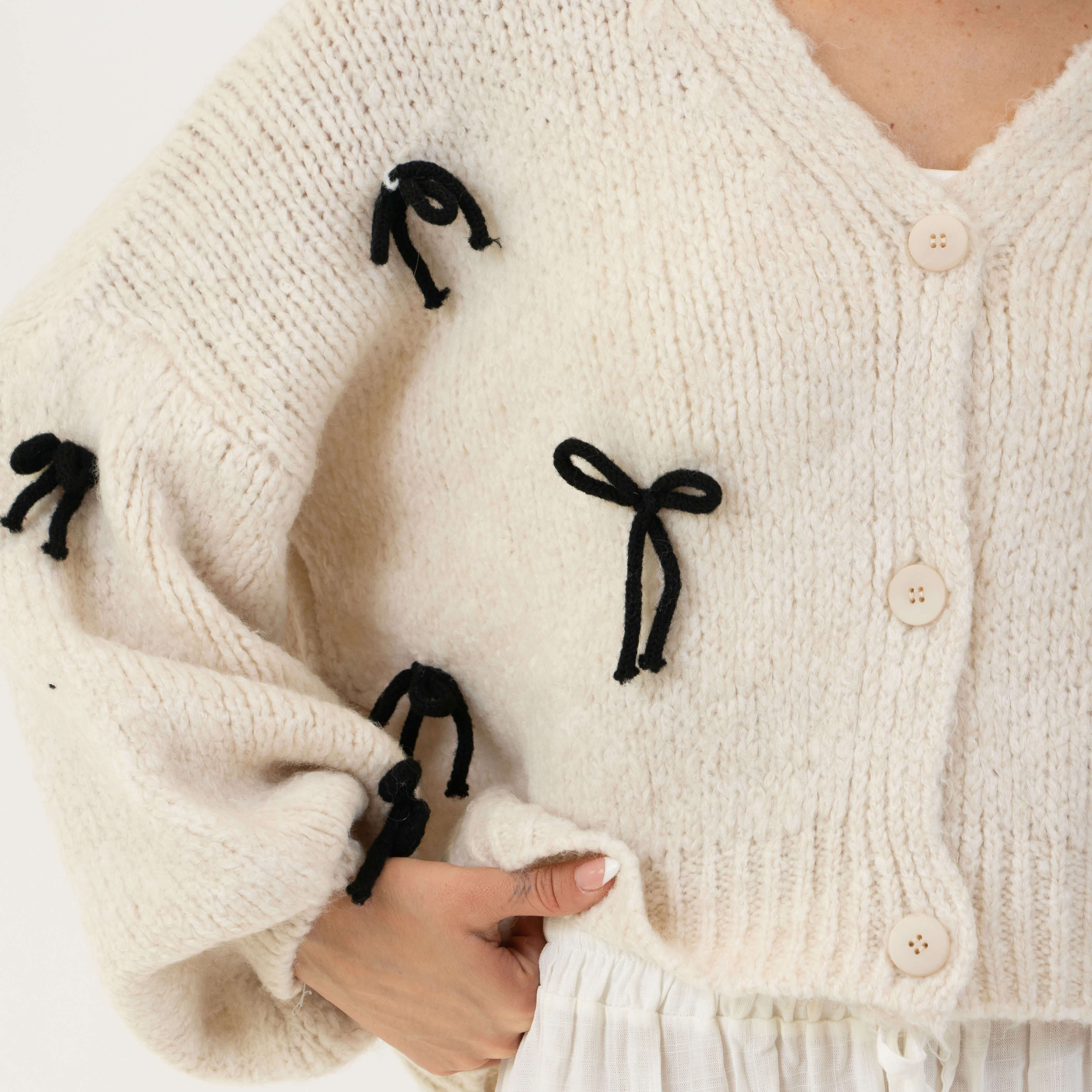 Cardigan oversize à petits nœuds