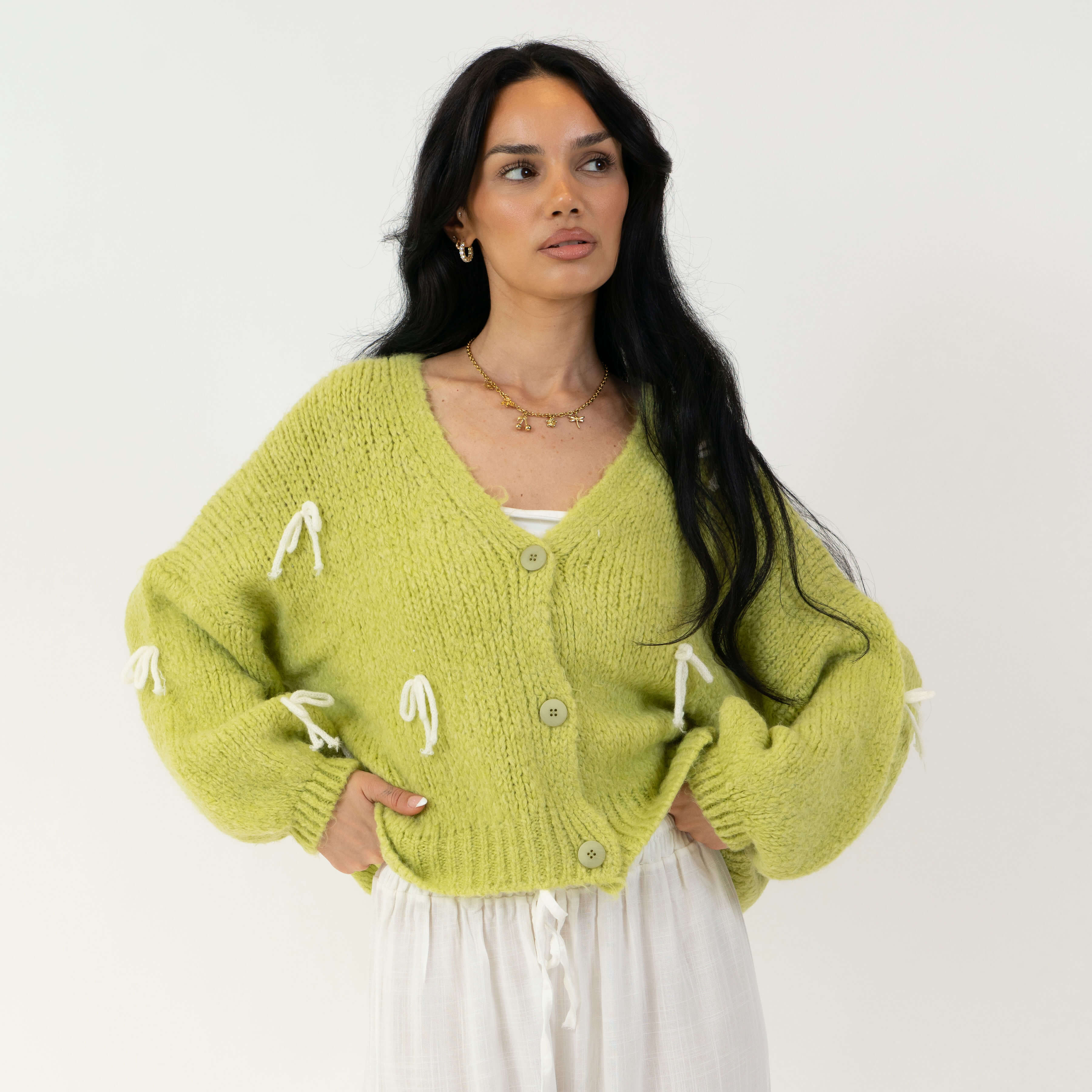 Cardigan oversize à petits nœuds