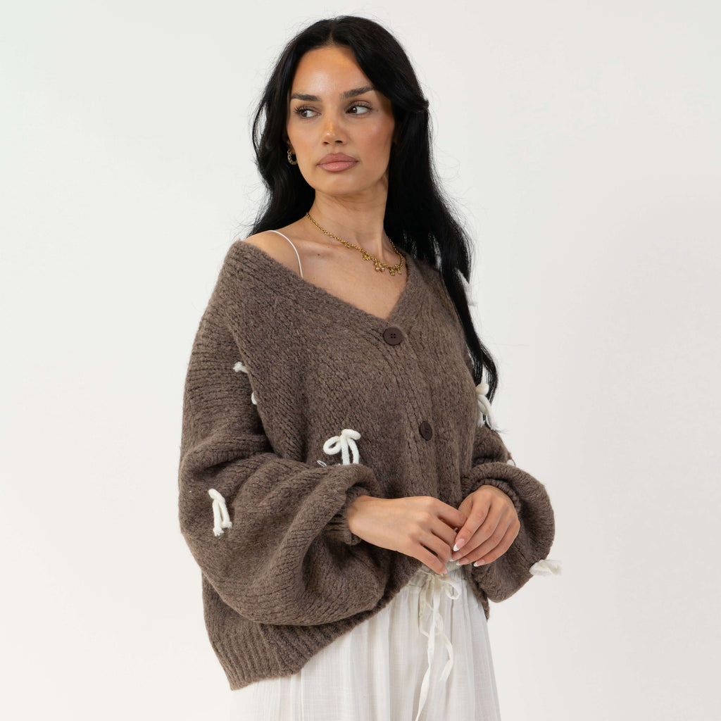 Cardigan oversize à petits nœuds