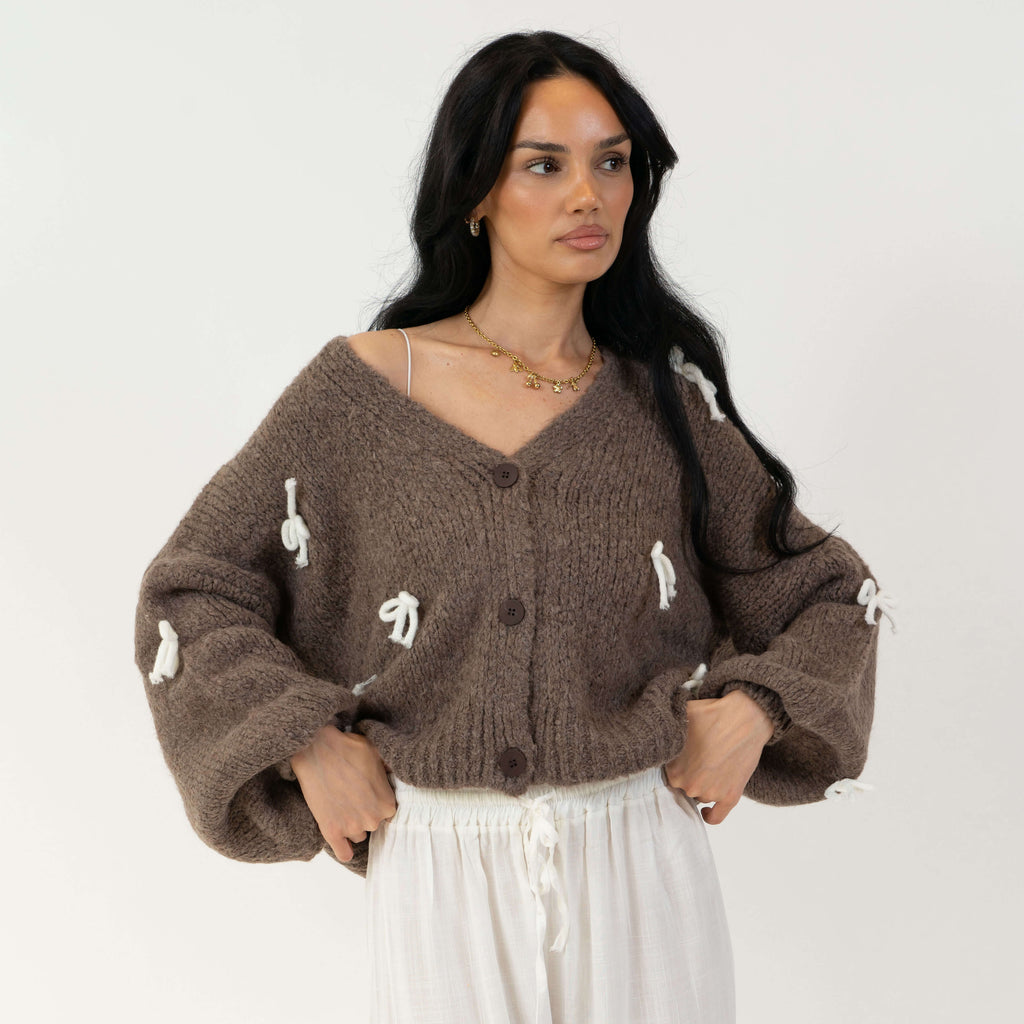 Cardigan oversize à petits nœuds