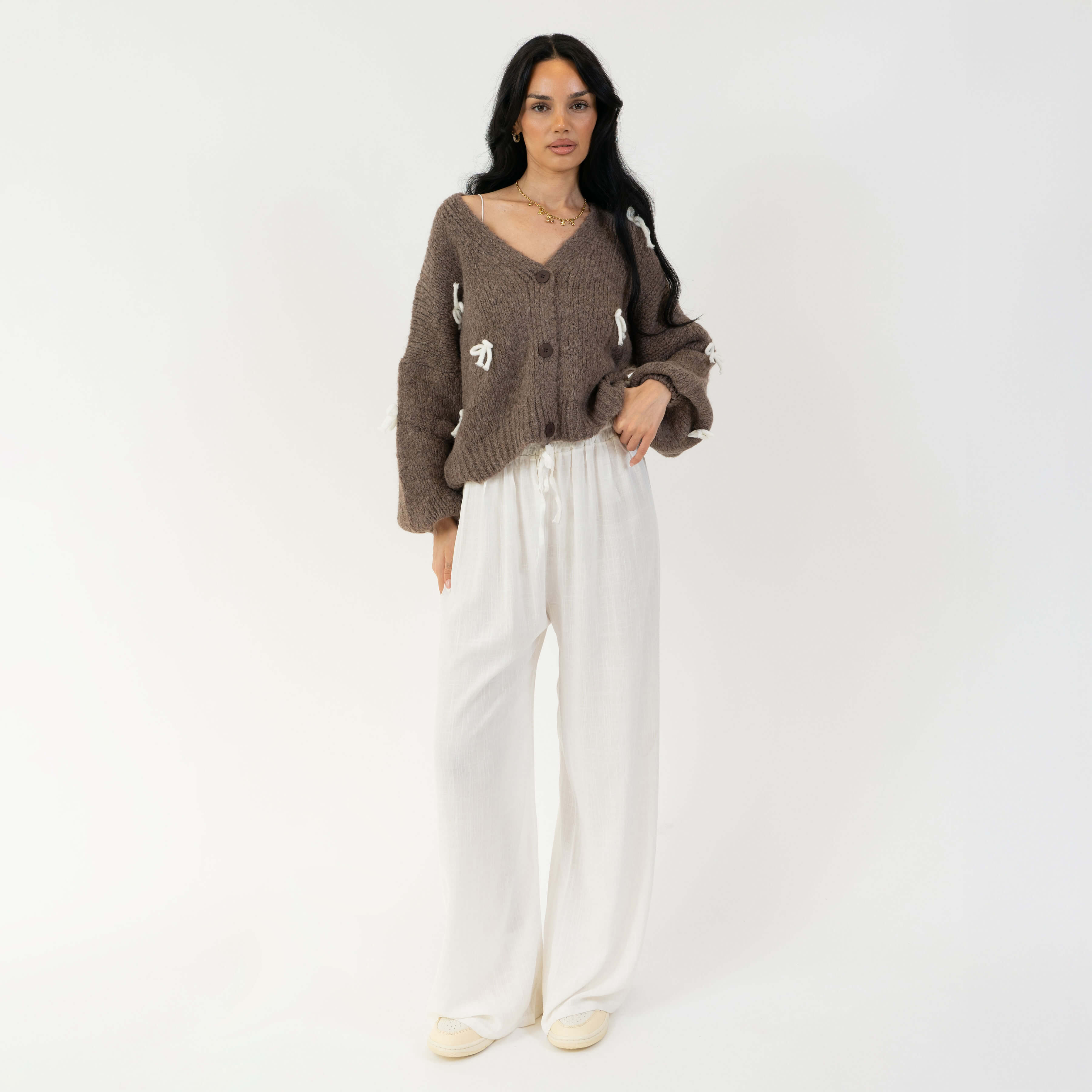 Cardigan oversize à petits nœuds