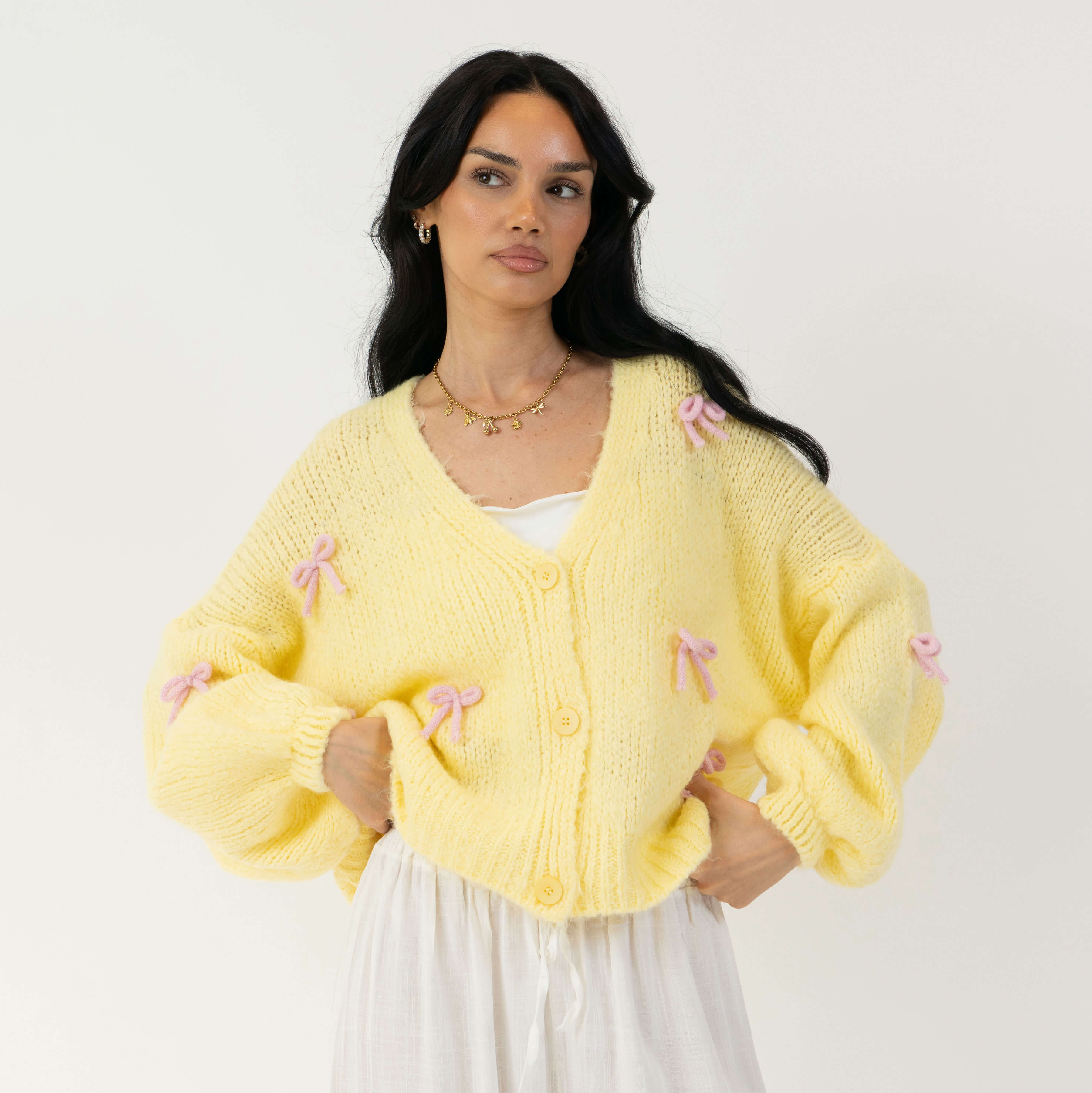 Cardigan oversize à petits nœuds