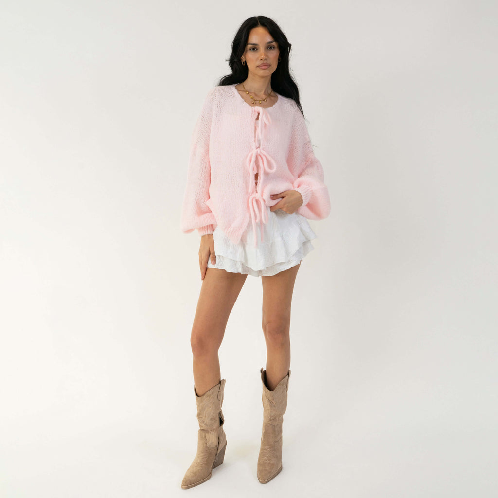 Cardigan oversize avec des nœuds