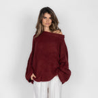 Pull à épaules dénudées ultra-doux en maille