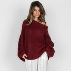 Pull à épaules dénudées ultra-doux en maille