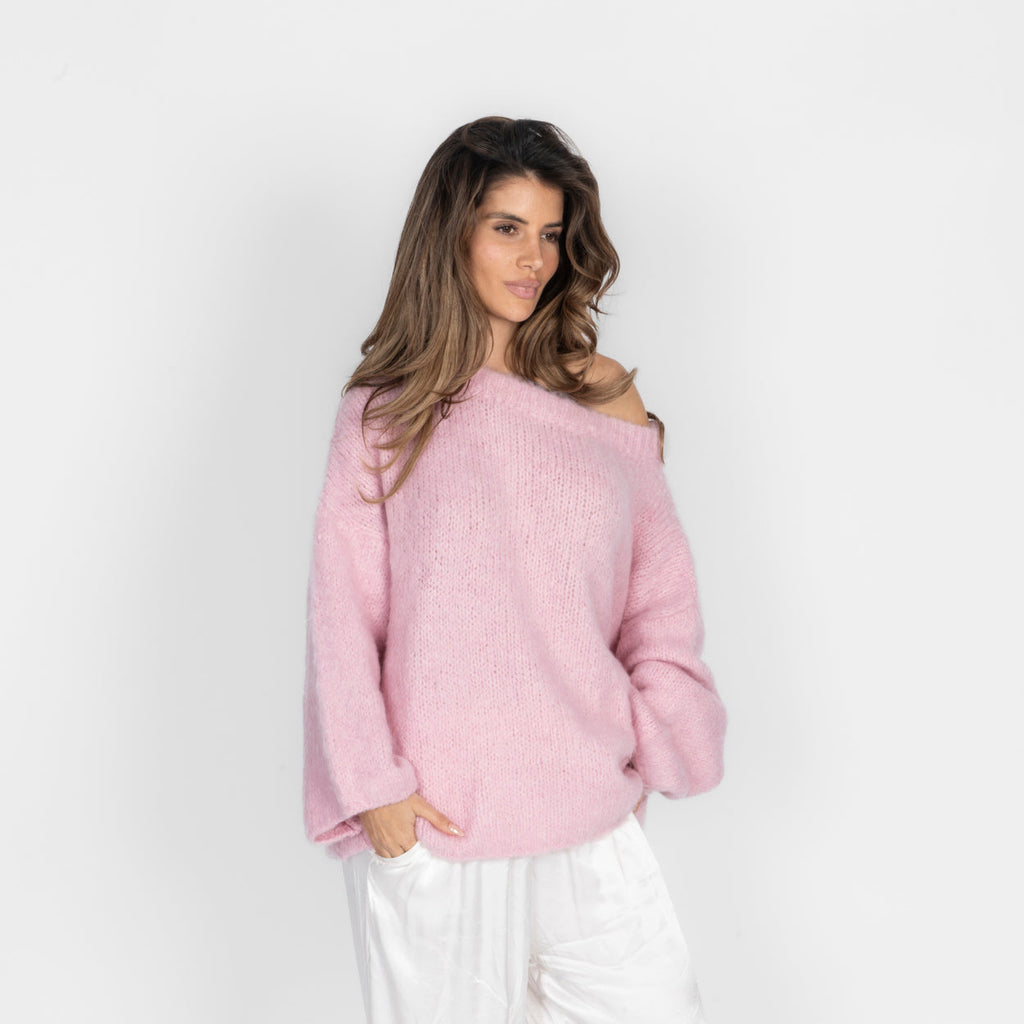 Pull à épaules dénudées ultra-doux en maille