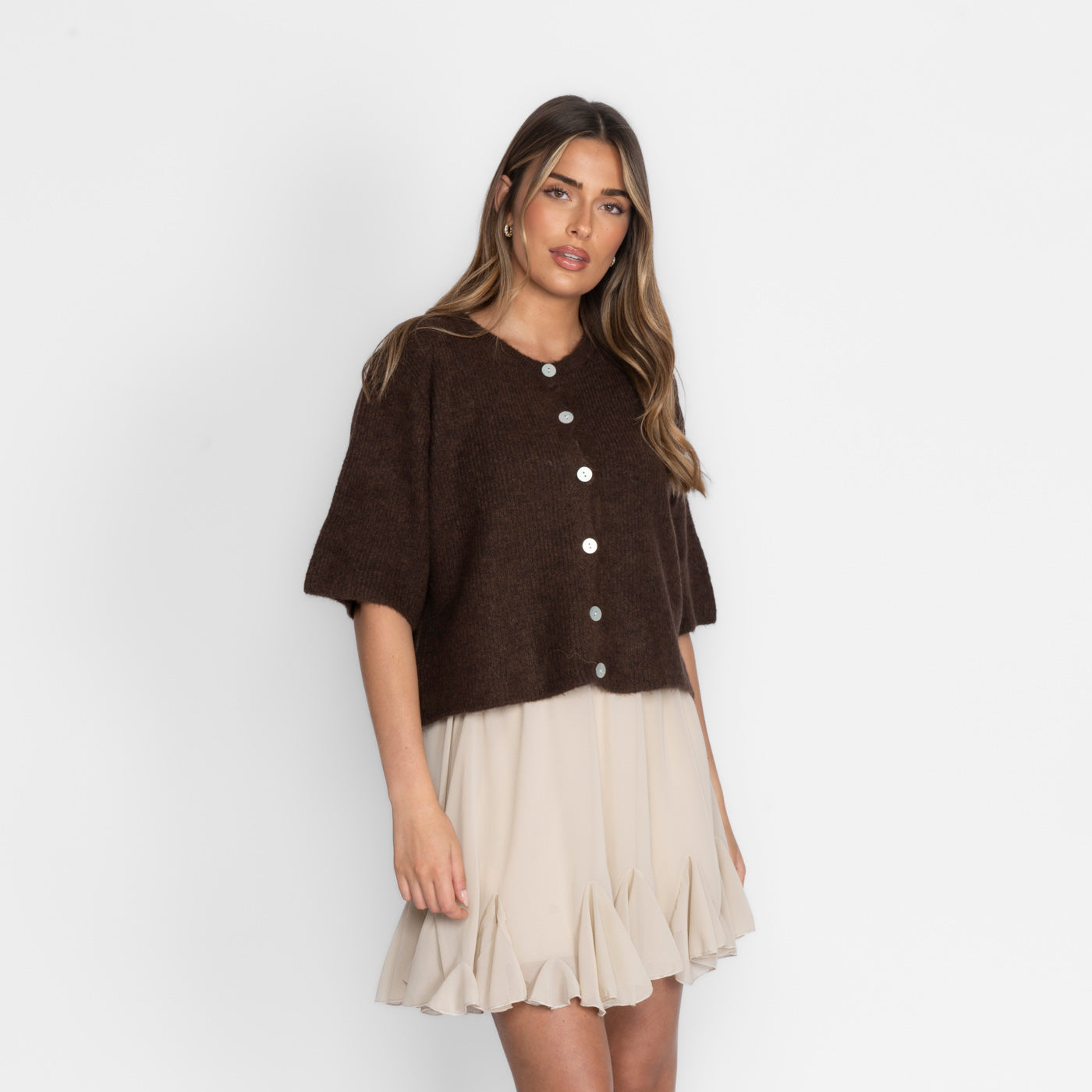 Cardigan en maille à manches courtes