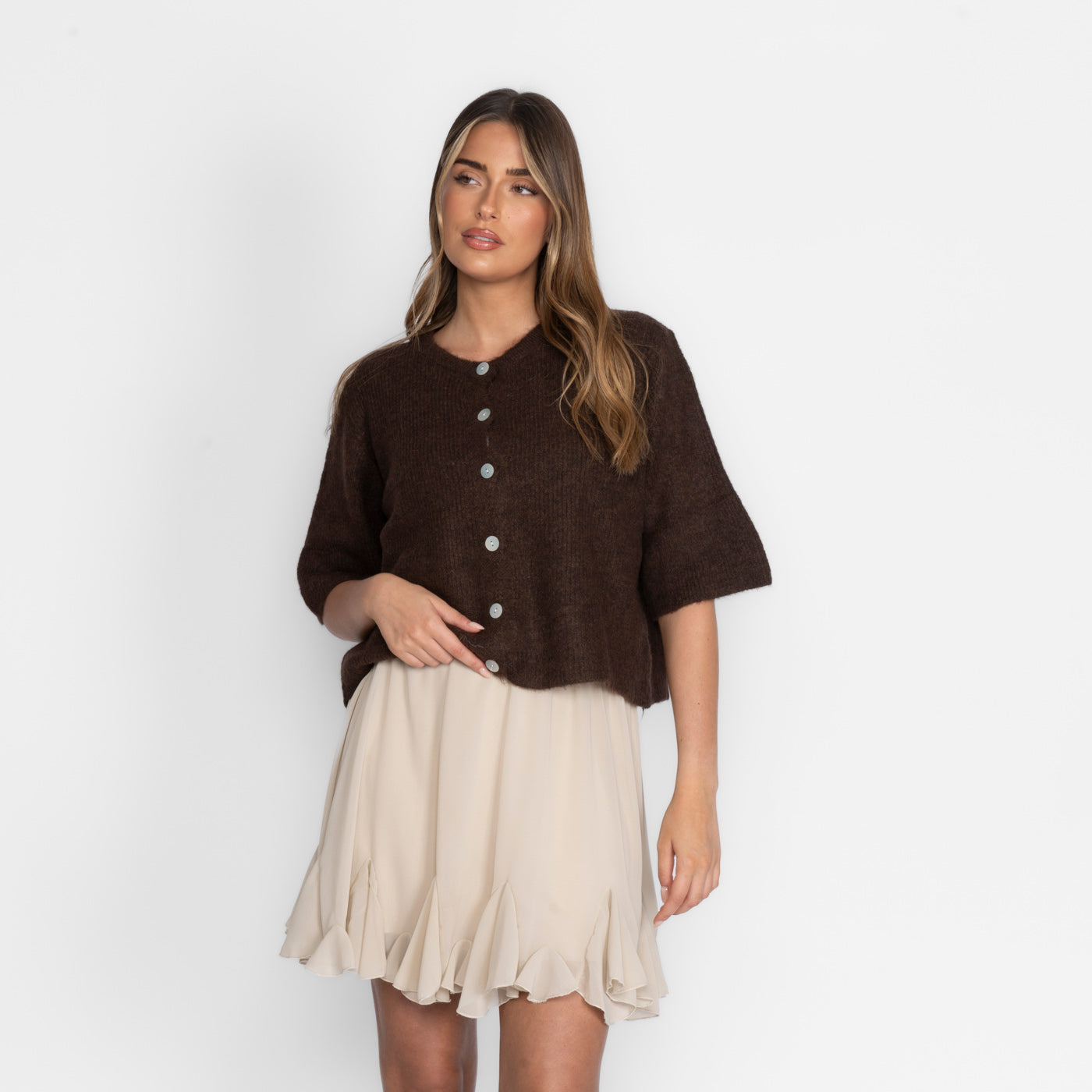 Cardigan en maille à manches courtes
