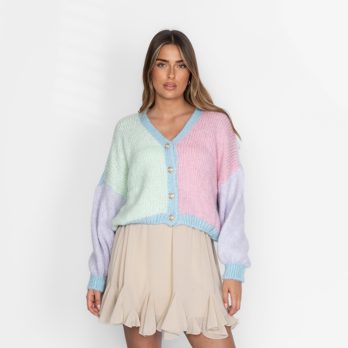 Cardigan oversize en velours pastel