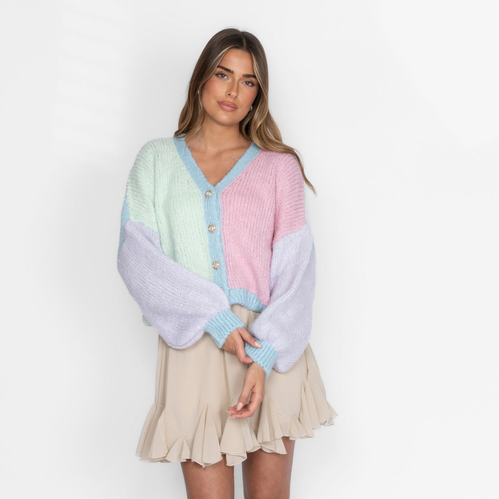 Cardigan oversize en velours pastel