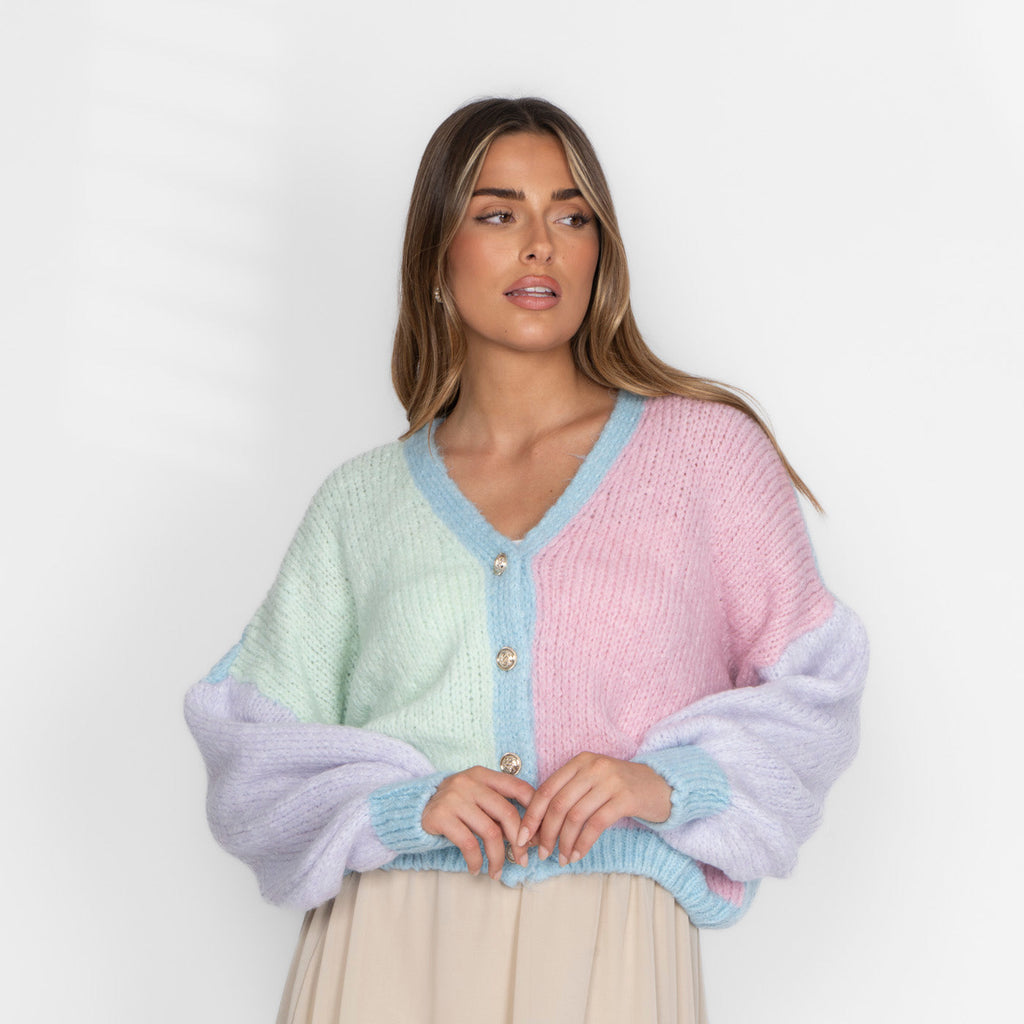 Cardigan oversize en velours pastel