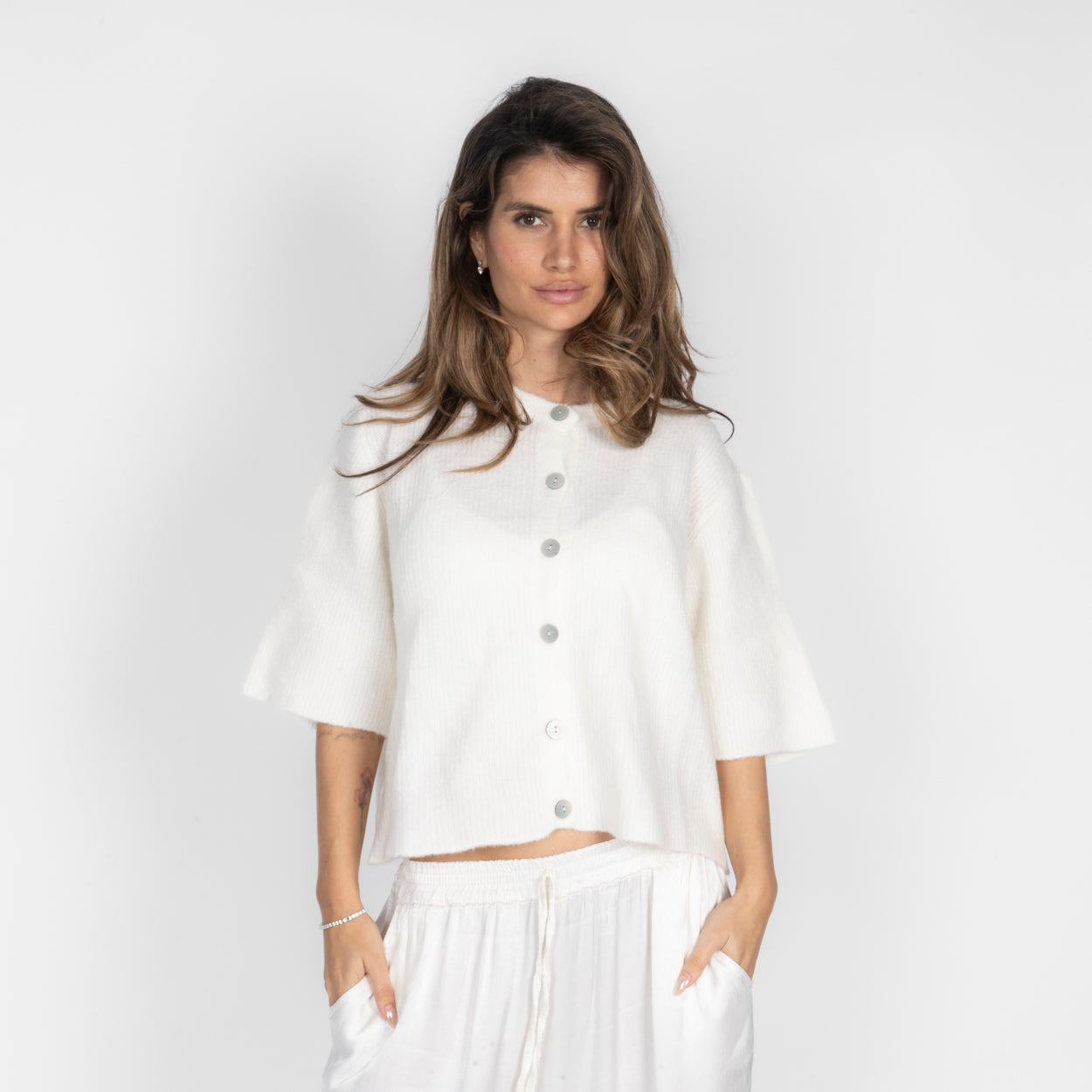 Cardigan en maille à manches courtes
