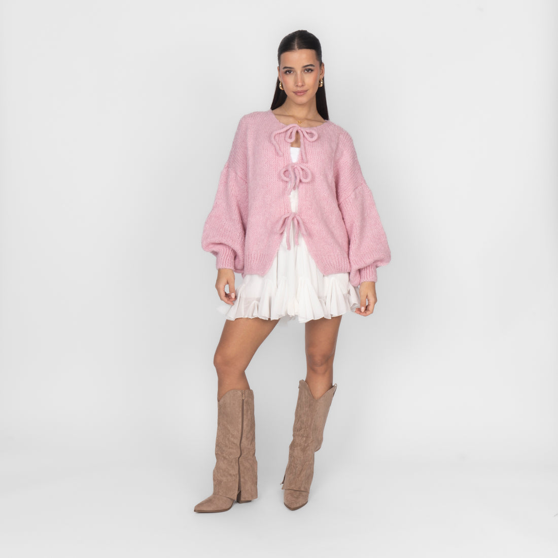 Cardigan oversize avec des nœuds