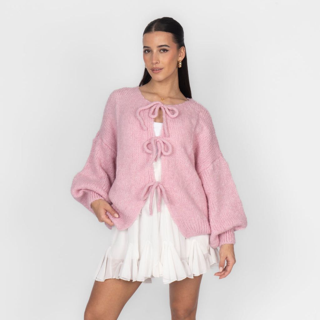 Cardigan oversize avec des nœuds