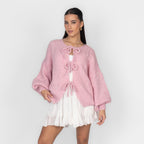 Cardigan oversize avec des nœuds