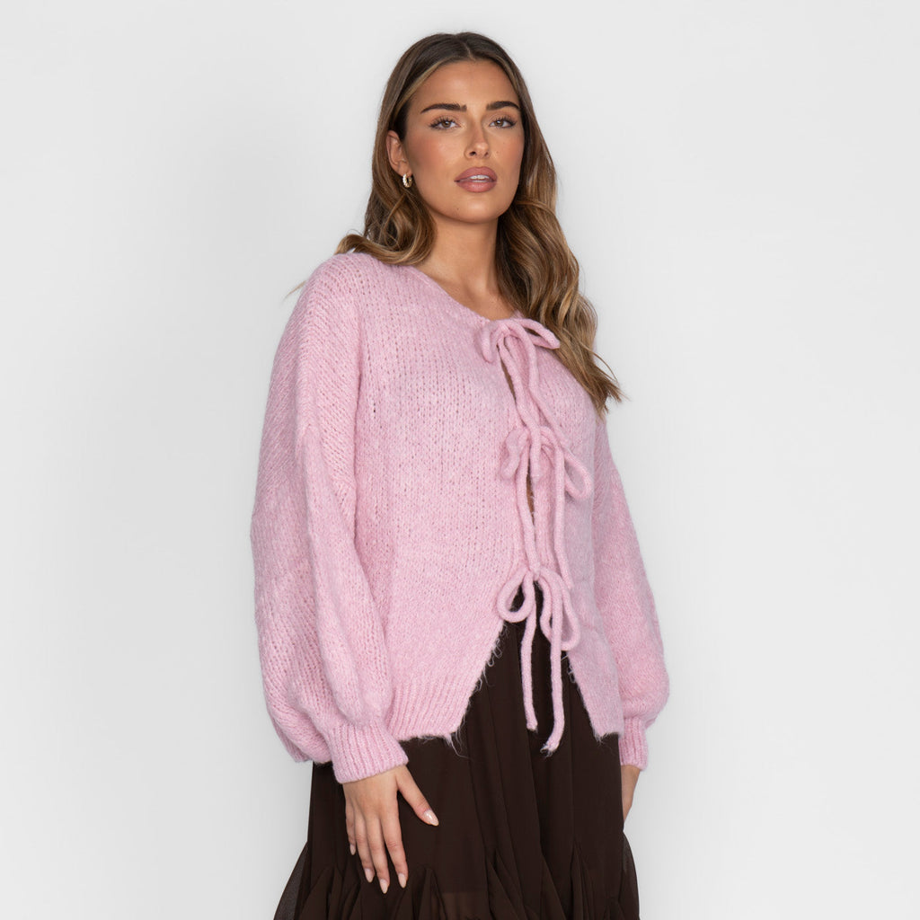 Cardigan oversize avec des nœuds