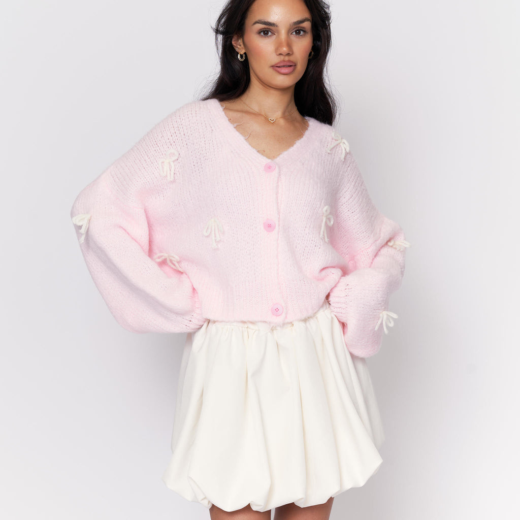 Cardigan oversize à petits nœuds