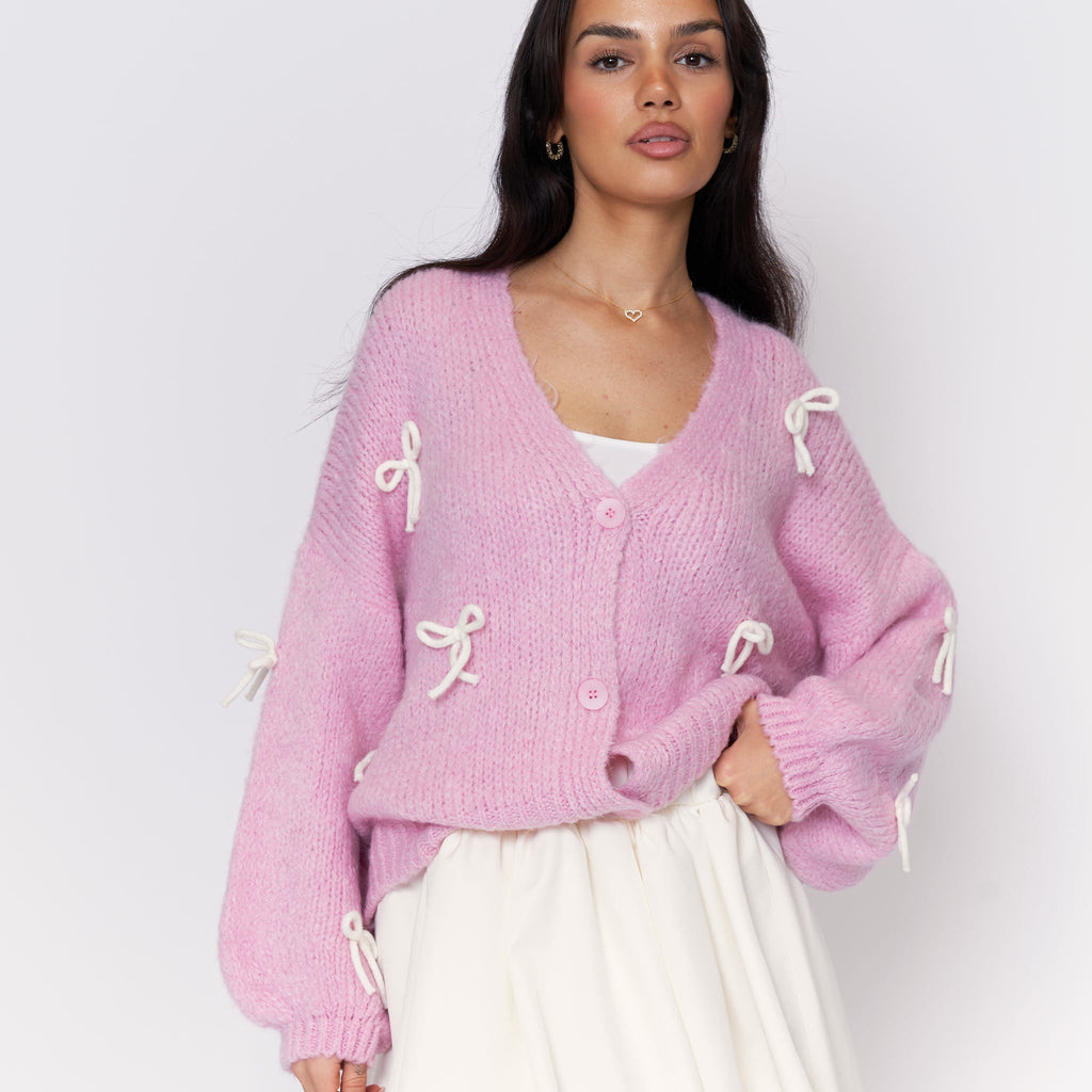 Cardigan oversize à petits nœuds