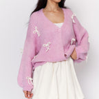 Cardigan oversize à petits nœuds