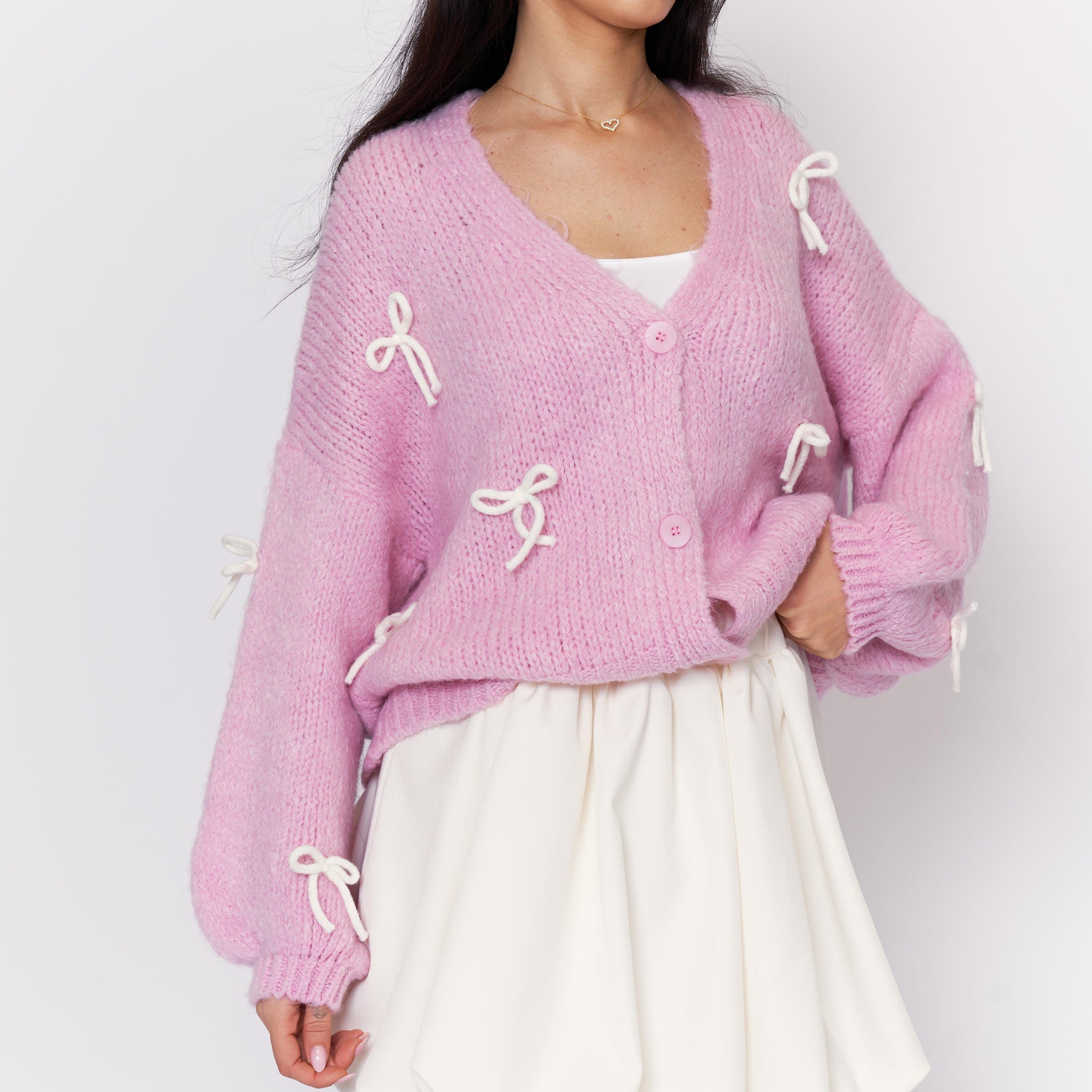 Cardigan oversize à petits nœuds