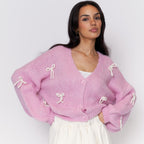 Cardigan oversize à petits nœuds