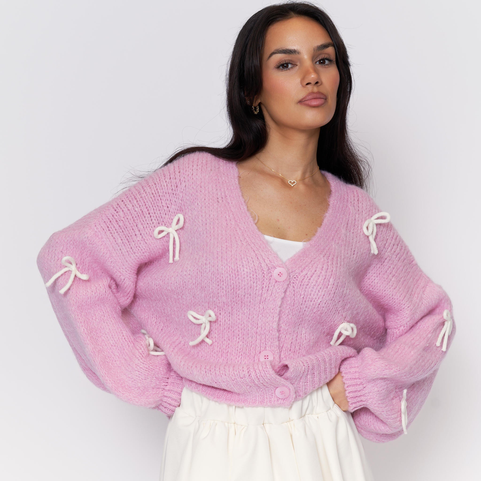 Cardigan oversize à petits nœuds