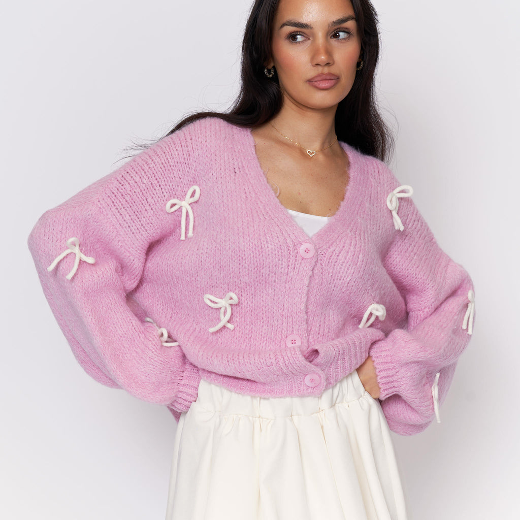 Cardigan oversize à petits nœuds