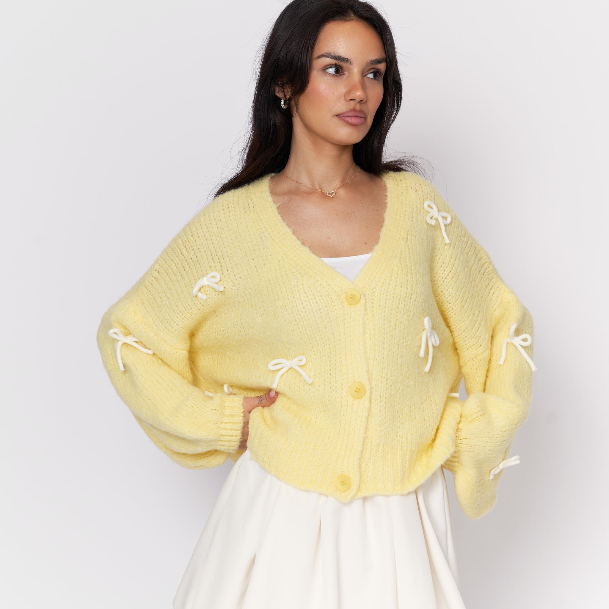 Cardigan oversize à petits nœuds