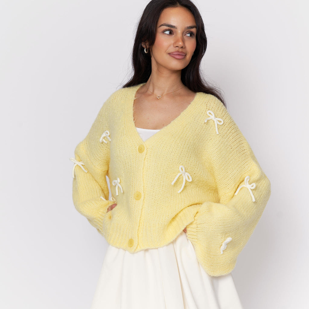 Cardigan oversize à petits nœuds