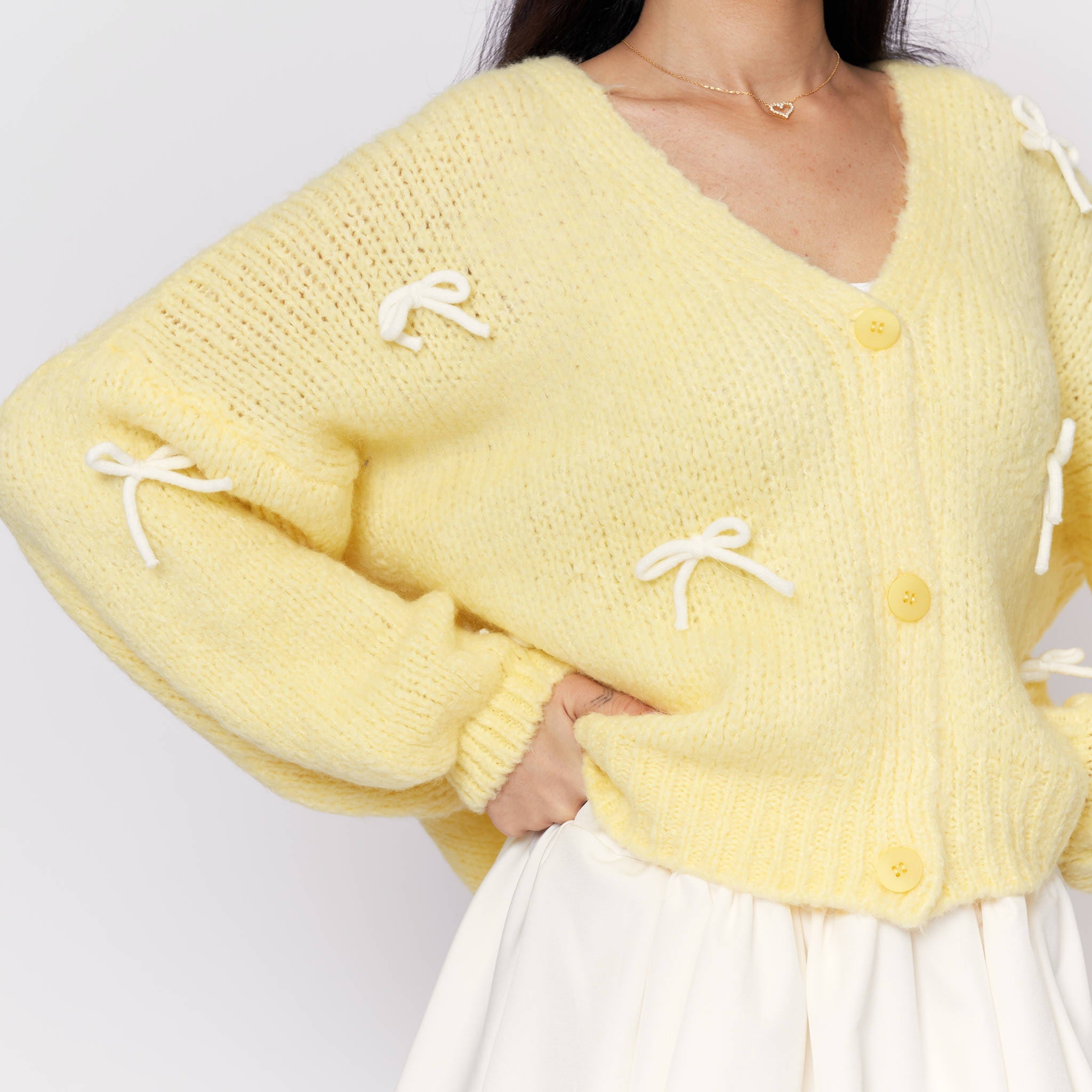 Cardigan oversize à petits nœuds