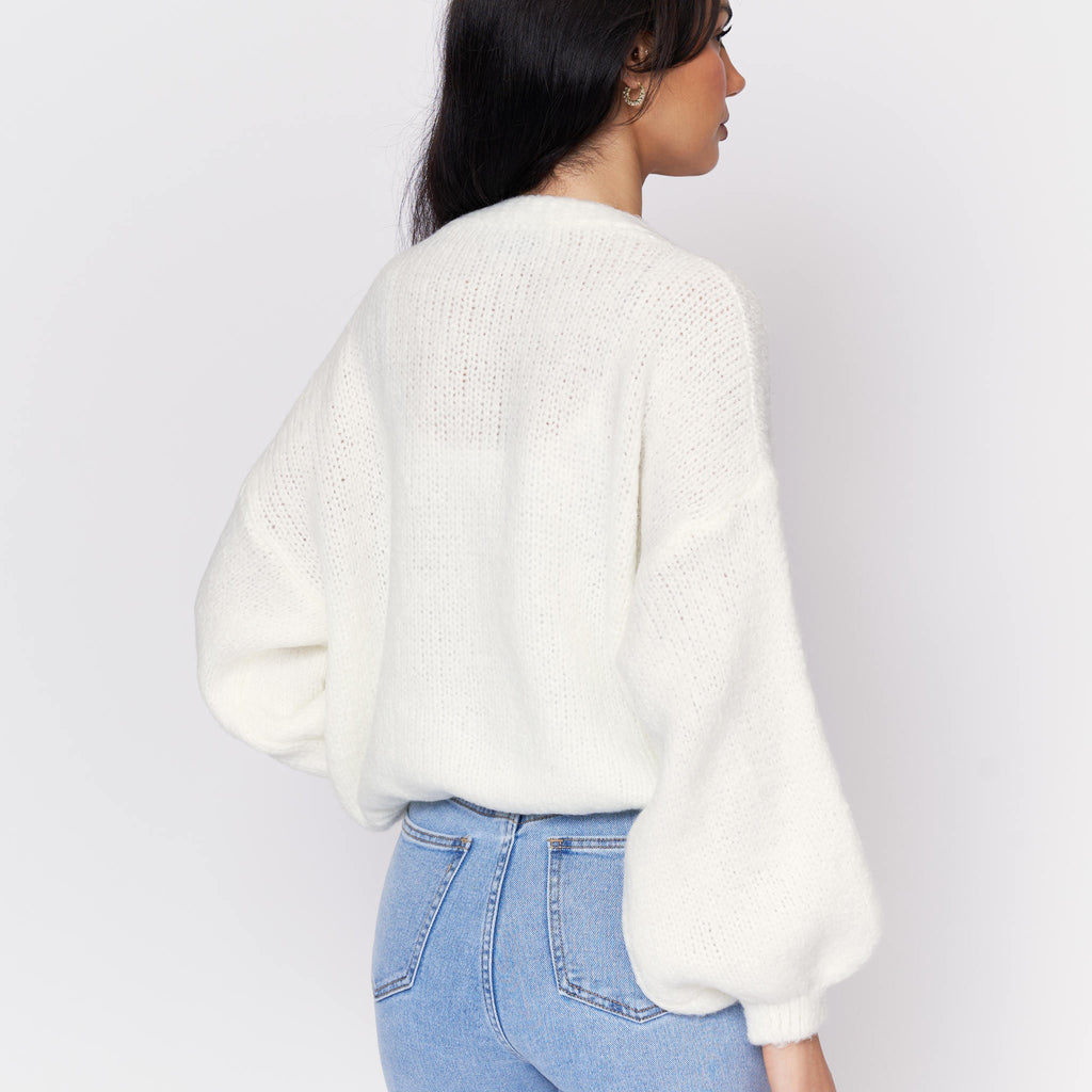 Cardigan court oversize à col en V CozyGlam