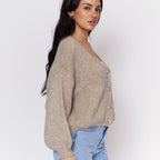 Cardigan court oversize à col en V CozyGlam