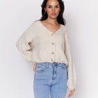 Cardigan court oversize à col en V CozyGlam