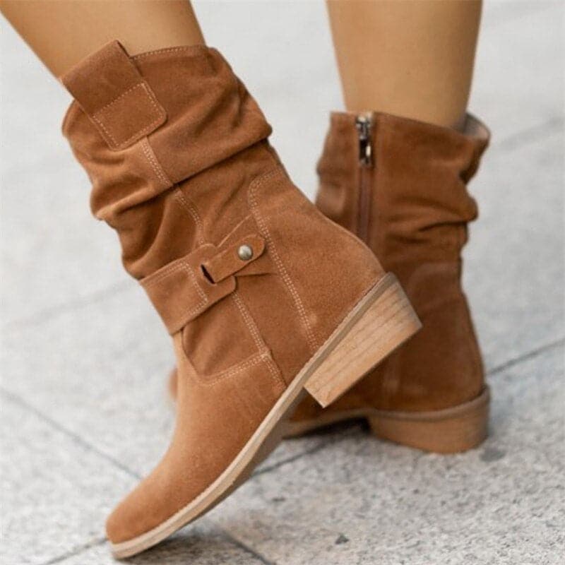Bottes femme en daim hiver coupe ample