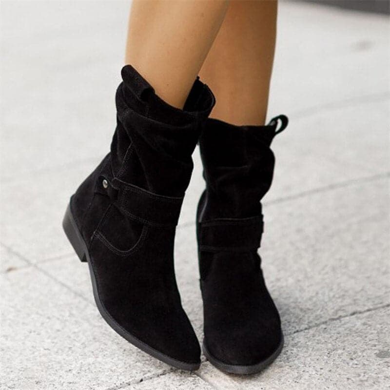 Bottes femme en daim hiver coupe ample