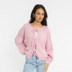 Cardigan oversize avec des nœuds