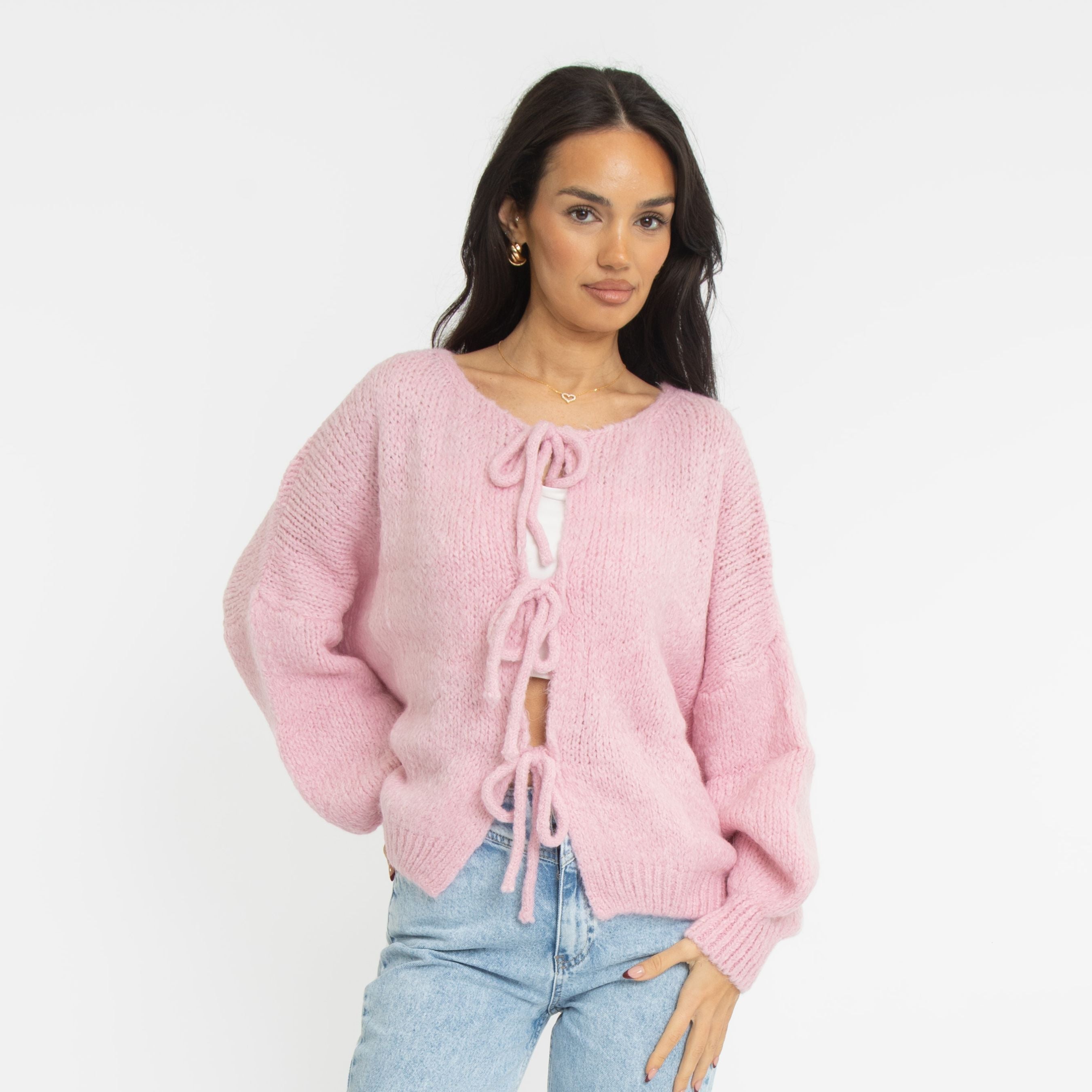 Cardigan oversize avec des nœuds